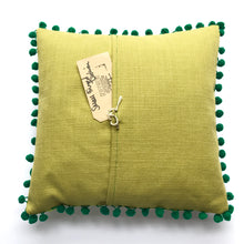 Small Pom Pom Green Cushion - J D'Cruz
